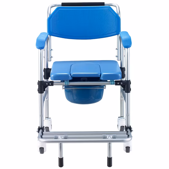 High Quality Height Adjustment Hydraulic Commode Wheel Chair Toilet Chair Seat for Elderly
